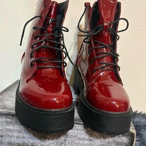 Red Patent Leather Women's Boots